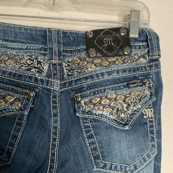 Buckle Miss Me Skinny Jeans Womens Sz 28 Blue Denim Miss Rhinestone Thick Stitch - Picture 5 of 11